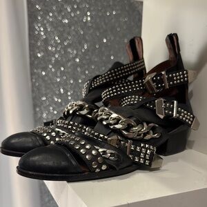Jeffrey Campbell Black and Silver Combat Boots